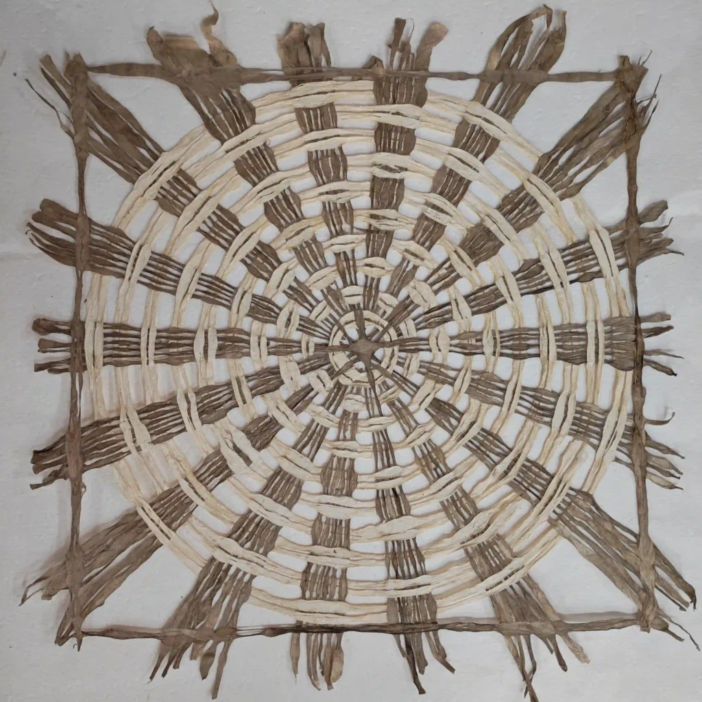 Hand-assembled bark strip wall art core unframe