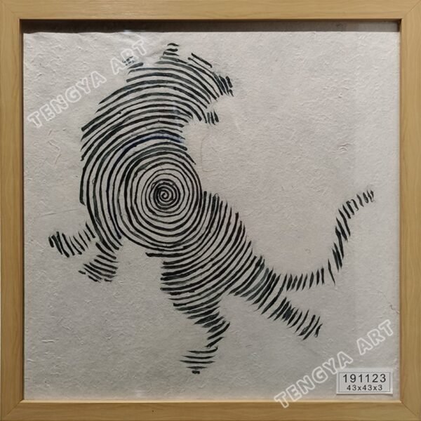 Arte de pared de papel hecho a mano con huellas de tigre