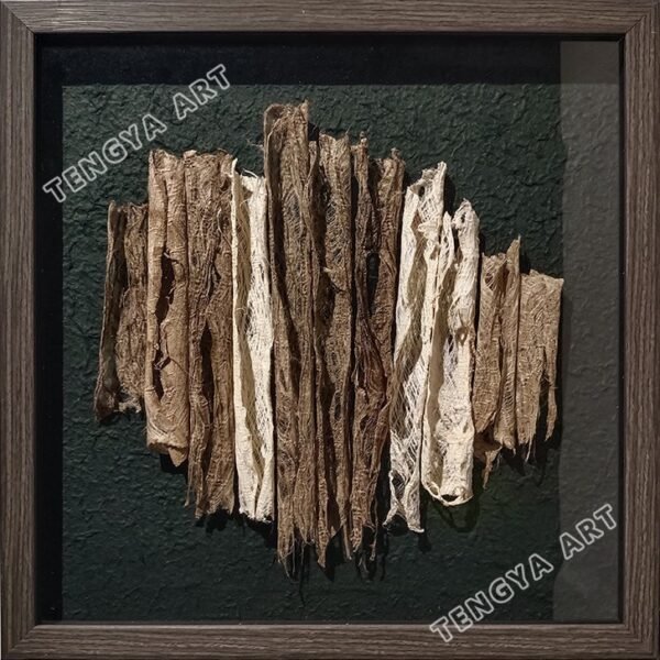 Arte de pared minimalista hecho a mano con corteza de árbol