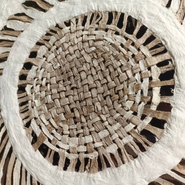 ⁦Spiral Textured Paper Art & Bark Weaving Wall Art⁩ - الصورة ⁦3⁩
