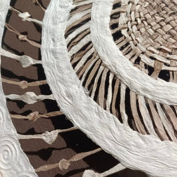 ⁦Spiral Textured Paper Art & Bark Weaving Wall Art⁩ - الصورة ⁦2⁩
