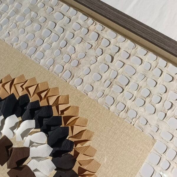 Tree Bark Grid&Paper Collage Flower Wall Art - Image 4