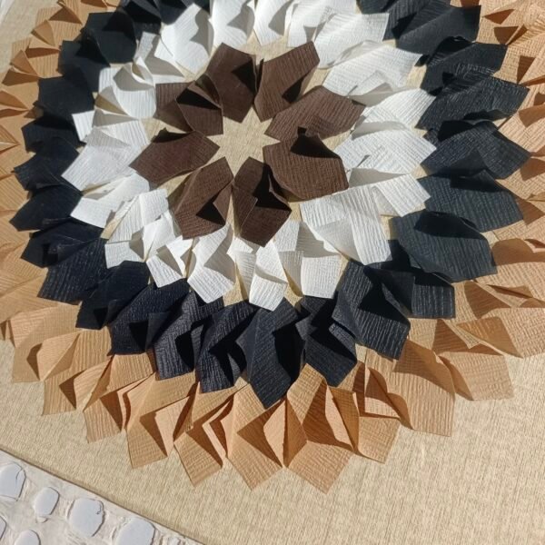 Tree Bark Grid&Paper Collage Flower Wall Art - Image 3