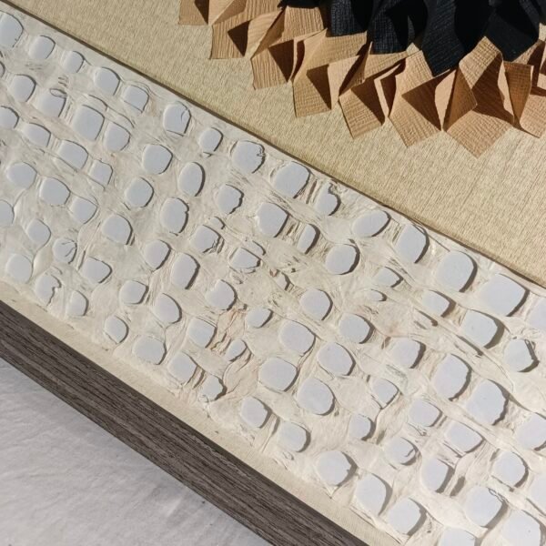 Tree Bark Grid&Paper Collage Flower Wall Art - Image 2