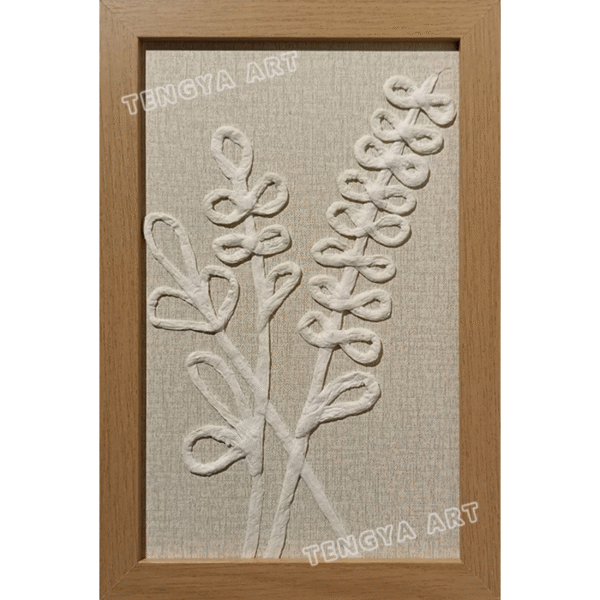 Paper hand woven plant wall art