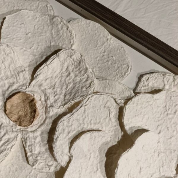3D Textured White Flower Wall Art - Image 3