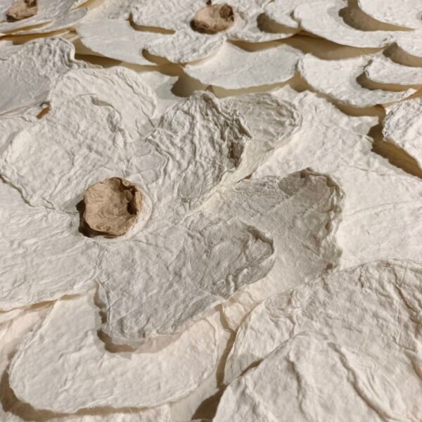 3D Textured White Flower Wall Art - Image 4