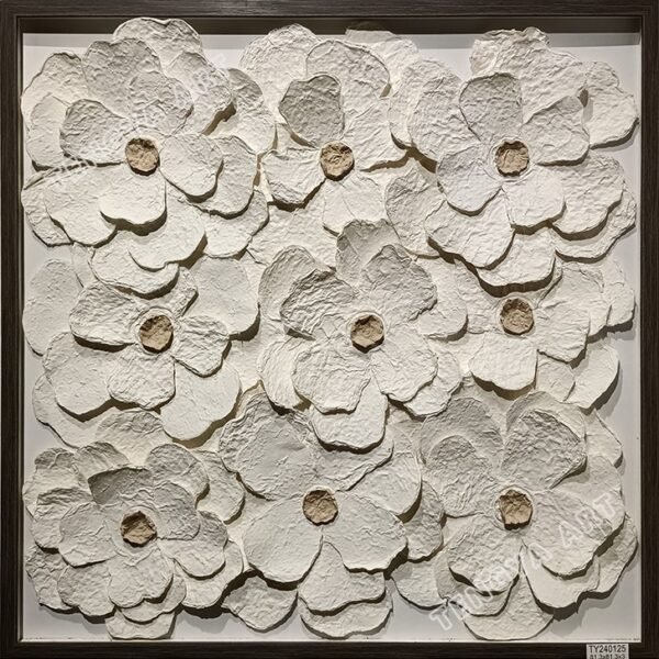 3D Textured White Flower Wall Art