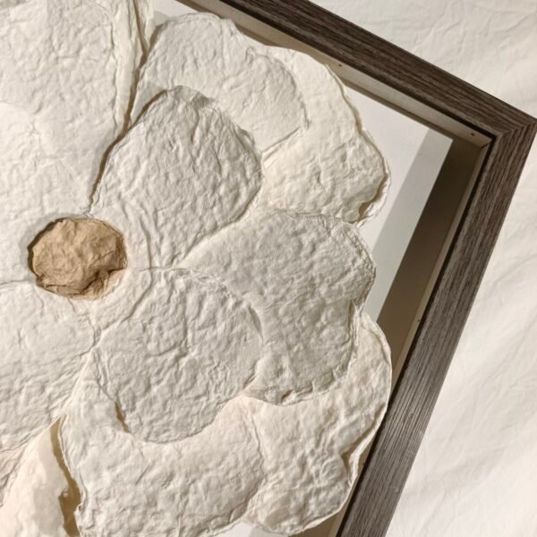3D Textured White Flower Wall Art - Image 2