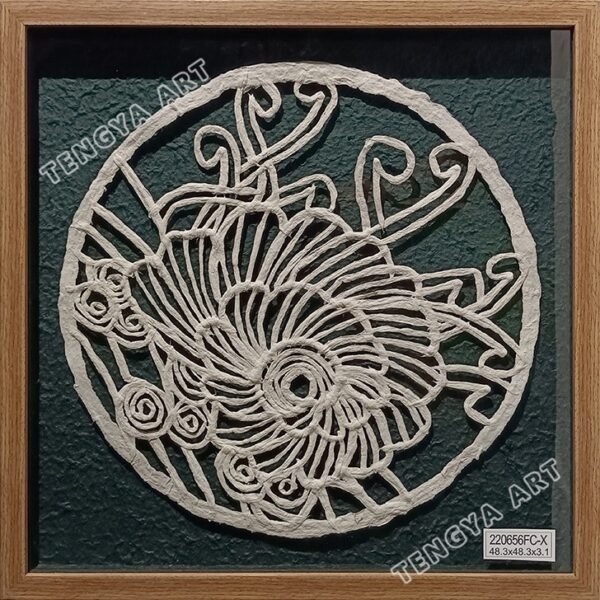 Round Floral Textured Paper Wall Art